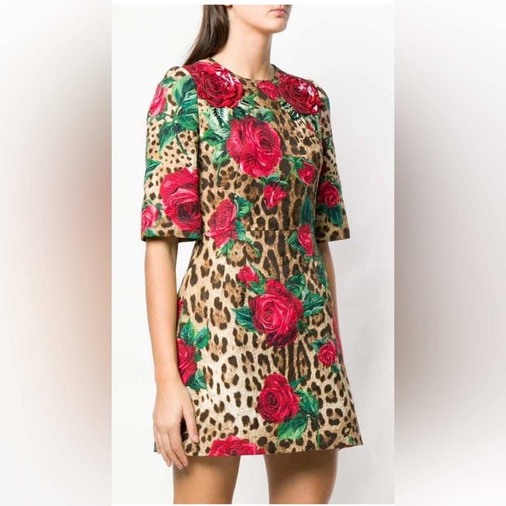 New! Ultra RARE Dolce & Gabbana Leopard Floral Women's Dress - Picture 3 of 14